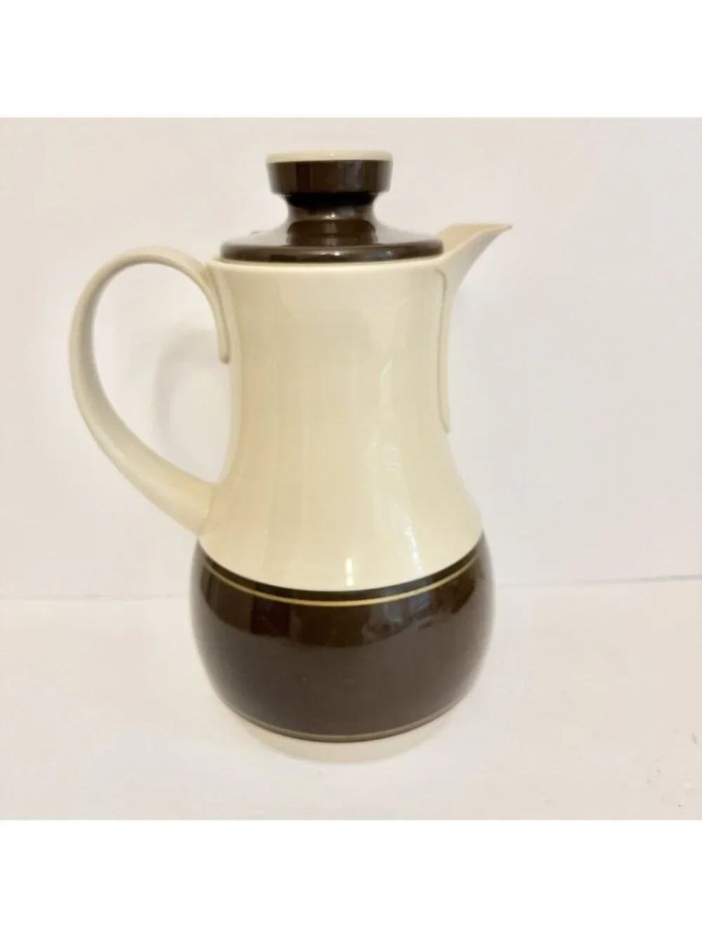 Vintage Thermos No 570 Ingrid Coffee Carafe Pitcher West Germany Cream Brown